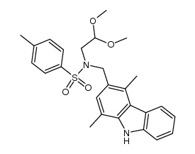 N-(2,2-dimethoxyethyl)-N-((1,4-dimethyl-9H-carbazol-3-yl)methyl)-4-methylbenzenesulfonamide结构式