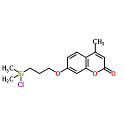 7-[3-(氯二甲基甲硅烷基)丙氧基-4-甲基香豆素结构式
