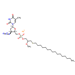 Sodium 3'-azido-3'-deoxy-5'-O-{[3-(hexadecylsulfanyl)-2-methoxypropoxy]phosphinato}thymidine结构式