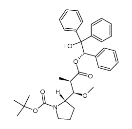 [2S-[2R*[(R*),α(S*),β(S*)]]]-1-[(1,1-Dimethylethoxy)carbonyl]-β-methoxy-α-methyl-2-pyrrolidinepropanoic acid 2-hydroxy-1,2,2-triphenylethyl ester Structure