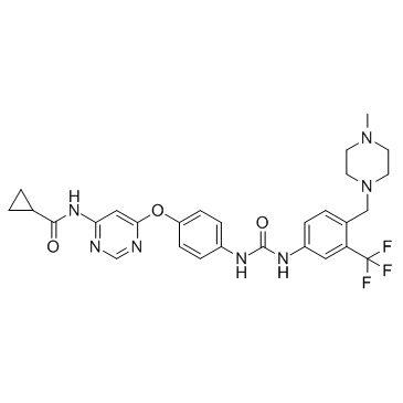 N-[6-[4-[[[[4-[(4-甲基-1-哌嗪基)甲基]-3-(三氟甲基)苯基]氨基]羰基]氨基]苯氧基]-4-嘧啶基]环丙烷甲酰胺结构式