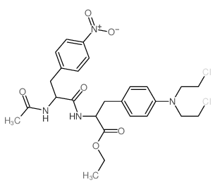 Alanine,N-[N-acetyl-3-(p-nitrophenyl)-L-alanyl]-3-[p-[bis(2-chloroethyl)amino]phenyl]-,ethyl ester, L- (8CI)结构式