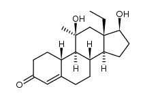 D-13β-ethyl-11β,17β-dihydroxy-11α-methylgon-4-en-3-one结构式
