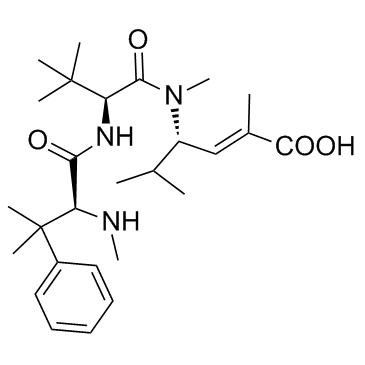 N,BETA,BETA-三甲基-L-苯基丙氨酰基-N-[(1S,2E)-3-羧基-1-(1-甲基乙基)-2-丁烯基]-N,3-二甲基-L-缬氨酰胺结构式