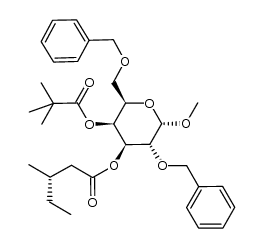 methyl 2,6-di-O-benzyl-3-O-[(S)-3-methylpentanoyl]-4-O-pivaloyl-α-D-galactopyranoside Structure