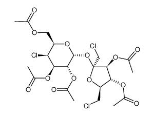 3,4-di-O-acetyl-1,6-dichloro-1,6-dideoxy-β-D-fructofuranosyl 4-chloro-4-deoxy-α-D-galactose, triacetate结构式