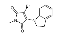 3-bromo-4-(2,3-dihydroindol-1-yl)-1-methylpyrrole-2,5-dione结构式