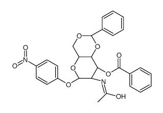 4-硝基苯基2-乙酰氨基-2-脱氧-4,6-O-亚苄基-α-D-吡喃半乳糖苷3-苯甲酸酯结构式