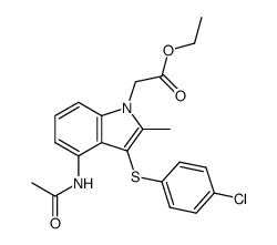 ethyl [4-acetylamino-3-(4-chlorophenylsulfanyl)-2-methyl-1H-indol-1-yl]acetate Structure