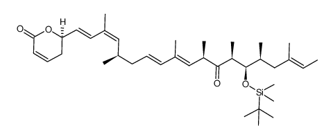 (R)-6-((1E,3Z,5R,7E,9E,11R,13S,14R,15S,17E)-14-(tert-butyldimethylsilyloxy)-3,5,9,11,13,15,17-heptamethyl-12-oxononadeca-1,3,7,9,17-pentaenyl)-5,6-dihydro-2H-pyran-2-one结构式