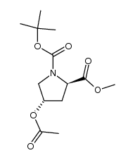 N-(tert-butoxycarbonyl)-trans-4-acetoxy-D-proline methyl ester Structure
