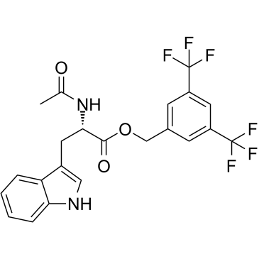 (S)-3,5-双(三氟甲基)苄基 2-乙酰氨基-3-(1H-吲哚-3-基)丙酸酯结构式