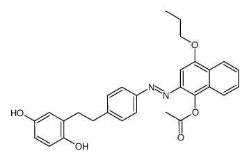 1-Acetoxy-4-propyloxy-2-(4-<2-(2.5-dihydroxy-phenyl)-aethyl>-benzolazo)-naphthalin结构式