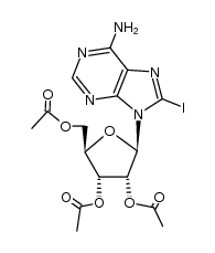 2',3',5'-tri-O-acetyl-8-iodoadenosine Structure