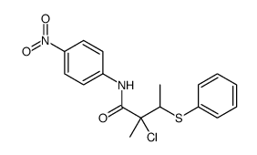 2-chloro-2-methyl-N-(4-nitrophenyl)-3-phenylsulfanylbutanamide结构式