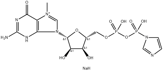 5′-Guanylic acid, 7-methyl-, monoanhydride with 1Himidazol-1-ylphosphonic acid, disodium salt Structure
