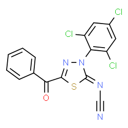 2-Benzoyl-5-cyanimino-4,5-dihydro-4-(2,4,6-trichlorophenyl)-1,3,4-thiadiazole Structure