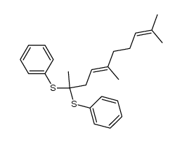 (E)-5,9-dimethyl-4,8-decadiene-2-one diphenylmercaptal结构式