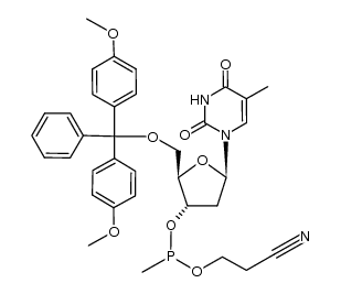 5'-O-dimethoxytritylthymidine-3'-O-β-cyanoethoxymethylphosphonite Structure