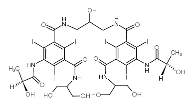 3-N-(1,3-dihydroxypropan-2-yl)-1-N-[3-[[3-(1,3-dihydroxypropan-2-ylcarbamoyl)-5-[[(2R)-2-hydroxypropanoyl]amino]-2,4,6-triiodobenzoyl]amino]-2-hydroxypropyl]-5-[[(2S)-2-hydroxypropanoyl]amino]-2,4,6-triiodobenzene-1,3-dicarboxamide Structure