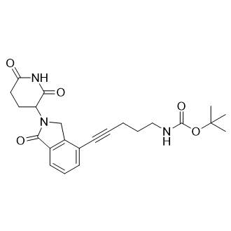 氨基甲酸叔丁酯(5-(2-(2,6-二氧代哌啶-3-基)-1-氧代异吲哚-4-基)戊-4-基-1-基)氨基甲酸酯结构式