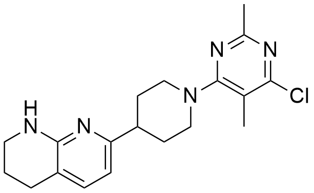 7-(1-(6-chloro-2,5-dimethylpyrimidin-4-yl)piperidin-4-yl)-1,2,3,4-tetrahydro-1,8-naphthyridine结构式