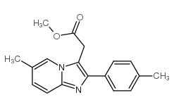6-甲基-2-(4-甲基苯基)咪唑[1,2-a]吡啶-3-乙酸甲酯结构式