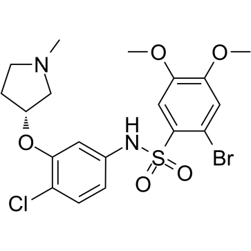 2-溴-N-[4-氯-3-[[(3R)-1-甲基-3-吡咯烷基]氧基]苯基]-4,5-二甲氧基-苯磺酰胺结构式