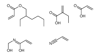 2-丙烯酸与2-丙烯酸-2-乙基己酯、2-丙烯酸乙酯、N-(羟甲基)-2-丙烯酰胺和2-丙烯腈的聚合物结构式