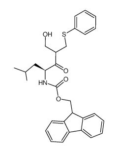(4S)-4-(9-fluorenylmethoxycarbonyl)amino-1-hydroxy-6-methyl-2-phenylthiomethylheptan-3-one Structure