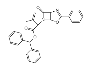 Diphenylmethyl (2R)-3-methyl-2-[(1R,5S)-3-phenyl-7-oxo-4-oxa-2,6-diazabicyclo[3,2,0]hept-2-en-6-yl]-3-butenoate结构式