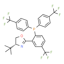 (R)-2-(2-(Bis(4-(trifluoromethyl)phenyl)phosphino)-5-(trifluoromethyl)phenyl)-4-(tert-butyl)-4,5-dihydrooxazole Structure