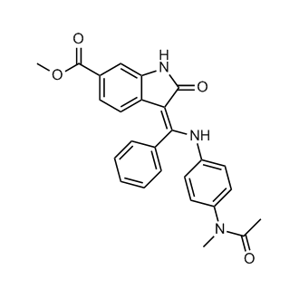 (Z)-3-(((4-乙酰氨基苯基)氨基)(苯基)亚甲基)-2-氧代二氢吲哚-6-羧酸甲酯(尼达尼布杂质)结构式