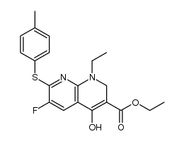 ethyl 1-ethyl-6-fluoro-1,2-dihydro-4-hydroxy-7-(p-tolylthio)-1,8-naphthyridine-3-carboxylate结构式