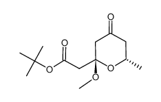 ((2S,6S)-2-Methoxy-6-methyl-4-oxo-tetrahydro-pyran-2-yl)-acetic acid tert-butyl ester Structure