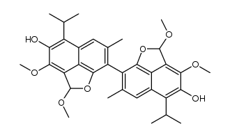 5,5'-diisopropyl-2,3,2',3'-tetramethoxy-7,7'-dimethyl-2H,2'H-[8,8']bi[naphtho[1,8-bc]furanyl]-4,4'-diol Structure