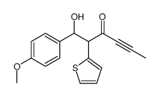 1-hydroxy-1-(4-methoxyphenyl)-2-thiophen-2-ylhex-4-yn-3-one结构式