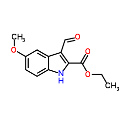 3-甲酰基-5-甲氧基-2-乙氧羰基-1H-吲哚结构式