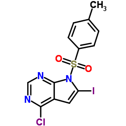 4-氯-6-碘-7-甲苯磺酰基-7H-吡咯并[2,3-d]嘧啶结构式