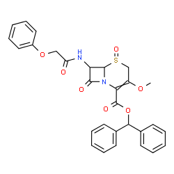 diphenylmethyl [5R-(5alpha,6alpha,7beta)]-3-methoxy-8-oxo-7-(phenoxyacetamido)-5-thia-1-azabicyclo[4.2.0]oct-2-ene-2-carboxylate 5-oxide结构式