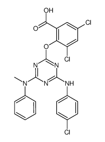 3,5-dichloro-2-[4-(4-chloro-anilino)-6-(N-methyl-anilino)-[1,3,5]triazin-2-yloxy]-benzoic acid Structure