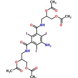 5-Amino-N,N'-bis(2,3-dihydroxypropyl)-2,4,6-triiodo-1,3-benzenedicarboxamide Tetraacetate结构式