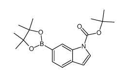 6-(4,4,5,5-tetramethyl-[1,3,2]dioxaborolan-2-yl)-indole-1-carboxylic acid tert-butyl ester结构式