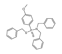 S-benzyl N,N-dibenzyl-4-methoxyphenylphosphonamidodithioate结构式