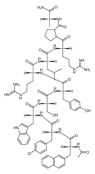 Ac-D-β-Nal1, D-p-Cl-Phe2, D-Trp3, D-Arg6-LH-RH结构式