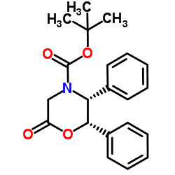 (2S,3R)-N-叔丁氧羰基-2,3-二苯基吗啉-6-酮结构式