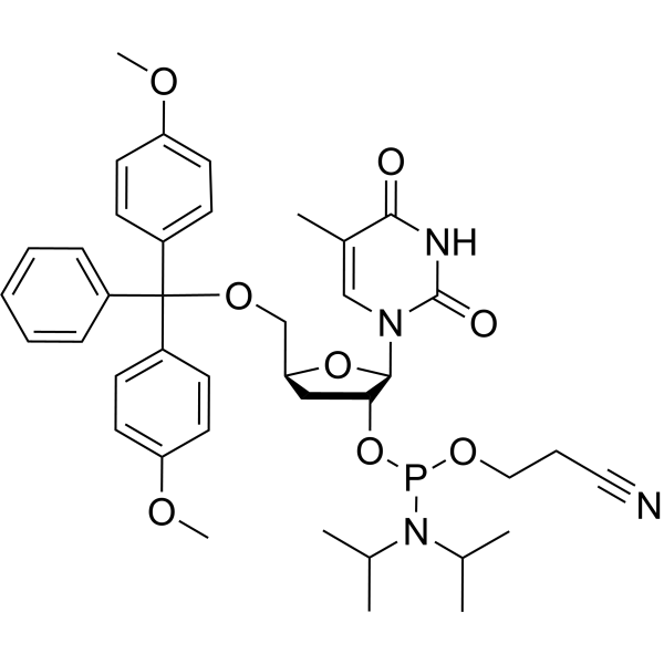 3'-脱氧-5'-O-DMT-5-甲基尿苷2'-CE亚磷酰胺结构式