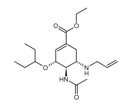 ethyl (3R,4R,5S)-4-N-acetylamino-5-N-allylamino-3-(1-ethylpropoxy)-1-cyclohexene-1-carboxylate结构式
