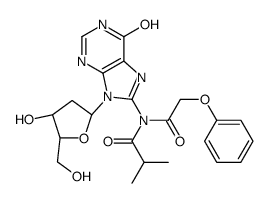 N-[9-[(2R,4S,5R)-4-hydroxy-5-(hydroxymethyl)oxolan-2-yl]-6-oxo-3H-purin-8-yl]-2-methyl-N-(2-phenoxyacetyl)propanamide Structure