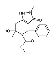 ethyl (4S,5R,6S)-6-hydroxy-2,6-dimethyl-3-oxo-4-phenyl-1,4,5,7-tetrahydroindazole-5-carboxylate结构式